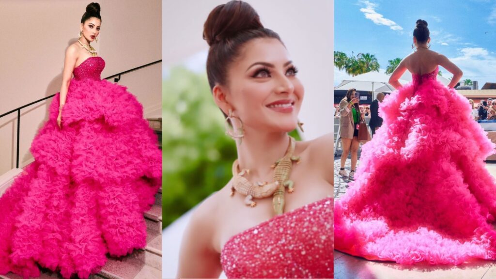Cannes Film Festival 2023: Urvashi Rautela Brings Pop Of Colour In Pink Tulle Gown But Her Crocodile Jewelry Steals The Limelight