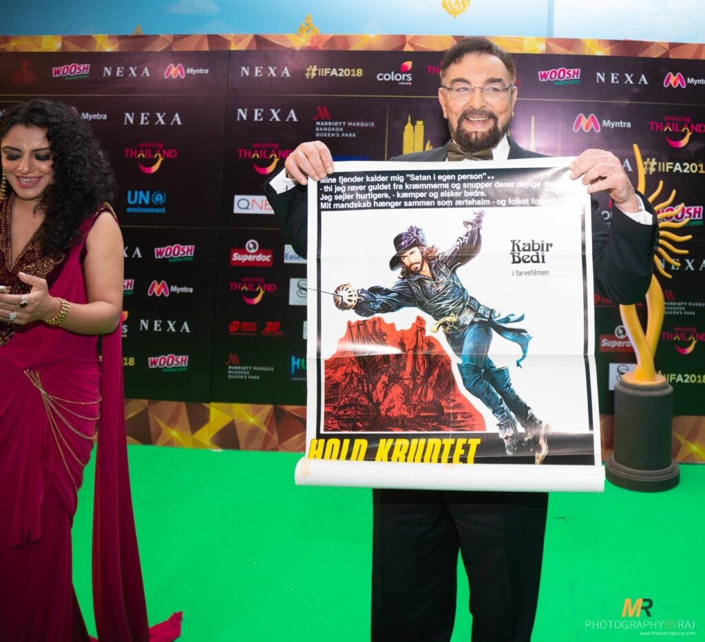 Kabir Bedi & Parveen Dusanj-Bedi on the Green Carpet — IIFA 2018 Bangkok