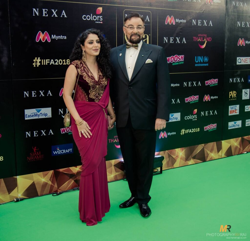 Kabir Bedi & Parveen Dusanj-Bedi at the IIFA Awards Green Carpet, Siam Niramit, Bangkok — June 24, 2018. Photo: Rajesh Kumar / MarketingByRaj.com